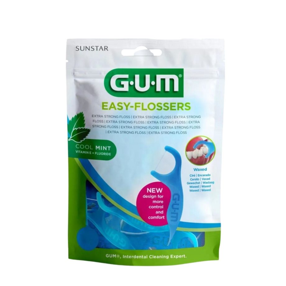 Gum Sunstar Easy Flossers 890 Οδοντικό Νήμα σε Διχάλες Cool Mint Ελαφρώς Κερωμένο 90τμχ