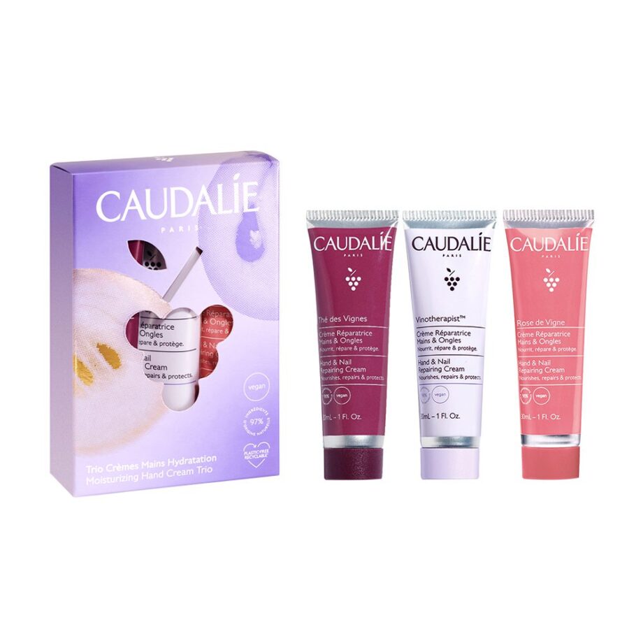 Caudalie Xmas Promo Moisturizing Hand Cream Trio Promo με Κρέμες Χεριών The des Vignes Hand & Nail Repair Cream, 30ml & Vinotherapist Hand & Nail Repair Cream, 30ml & Rose de Vigne Hand & Nail Repair Cream, 30ml