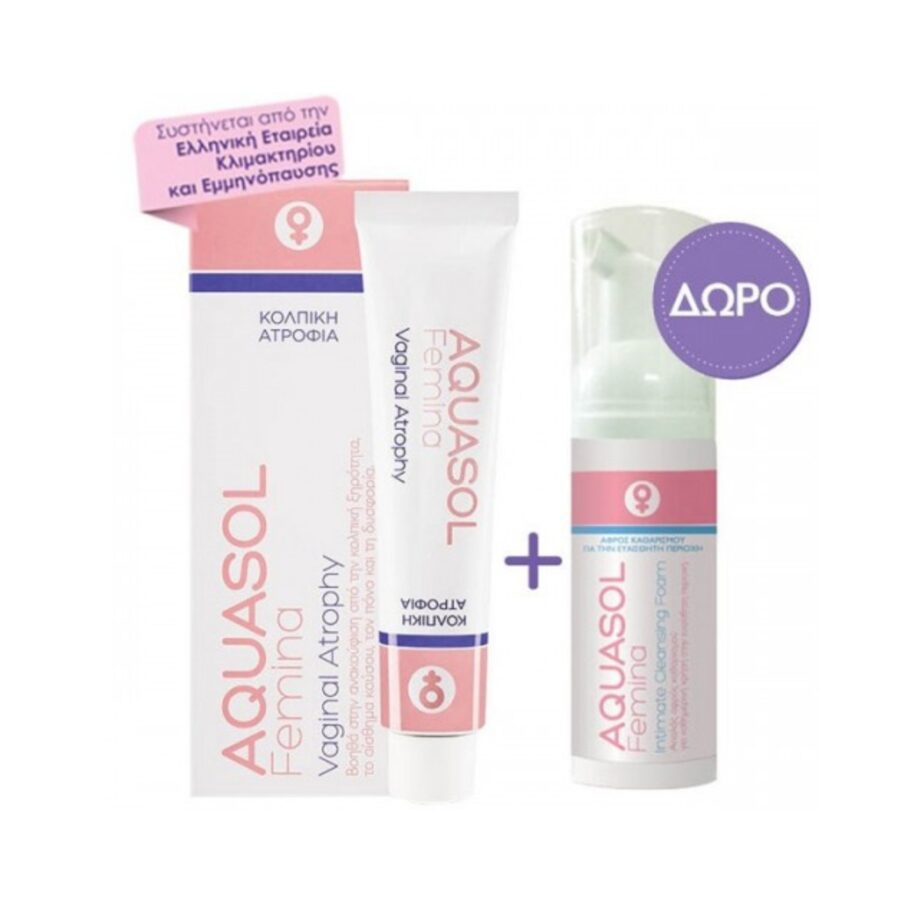 Aquasol Femina Vaginal Atrophy 30ml Κολπική Κρέμα για Κολπική Ατροφία & ΔΩΡΟ INTIMATE CLEANSING FOAM 40ml