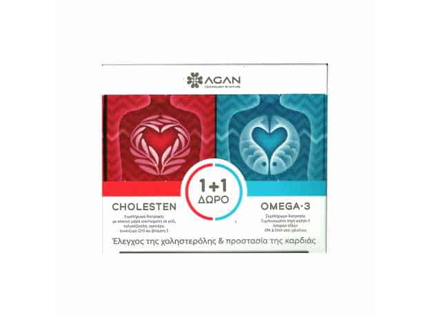 Agan Cholesten 30 φυτικές κάψουλες + Omega 3 1000mg 30 μαλακές κάψουλες