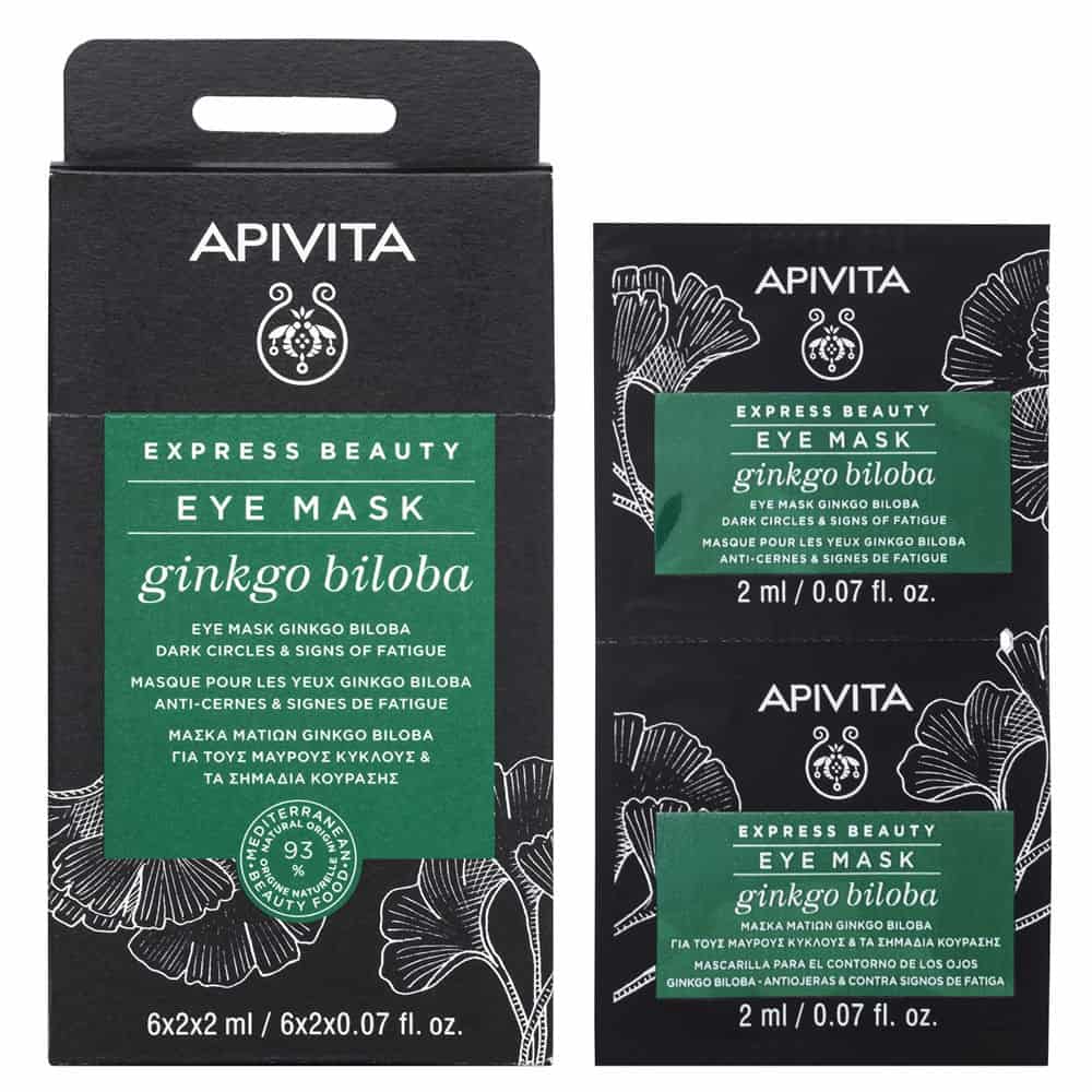 Apivita Express Beauty Μάσκα Ματιών Ginkgo Biloba για τους Μαύρους Κύκλους και τα Σημάδια Κούρασης 2x2ml