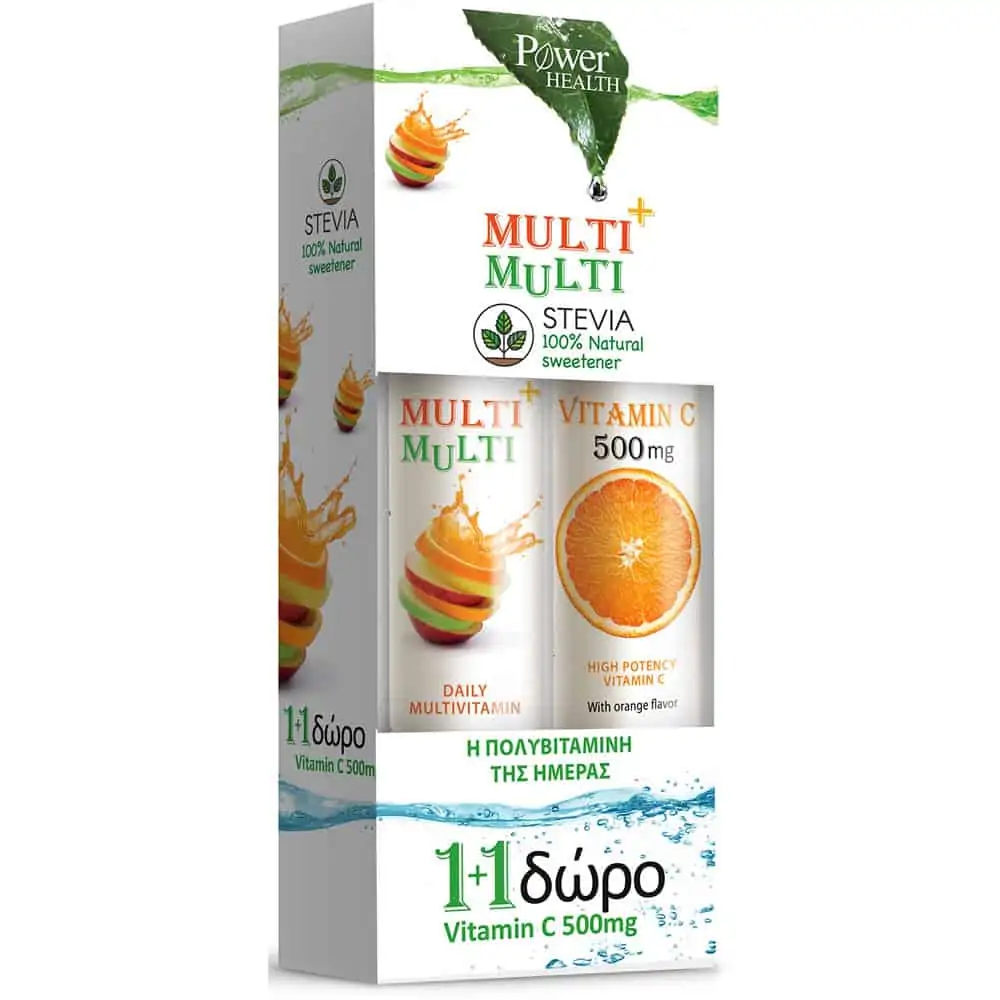 Power Health Multi + Multi Στέβια & Vitamin C 500mg 20+24τμχ