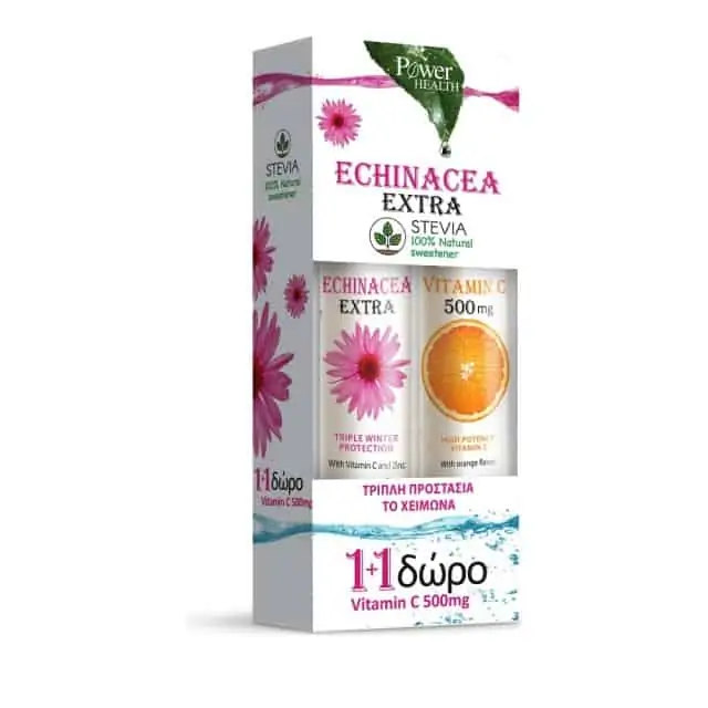Power Health Echinacea Extra με Στέβια 20 αναβράζοντα δισκία & Vitamin C 500mg 20 αναβράζοντα δισκία