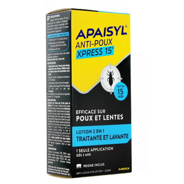 APAISYL Anti-Poux Xpress 15' Αντιφθειρική Λοσιόν 2 σε 1, 100ml