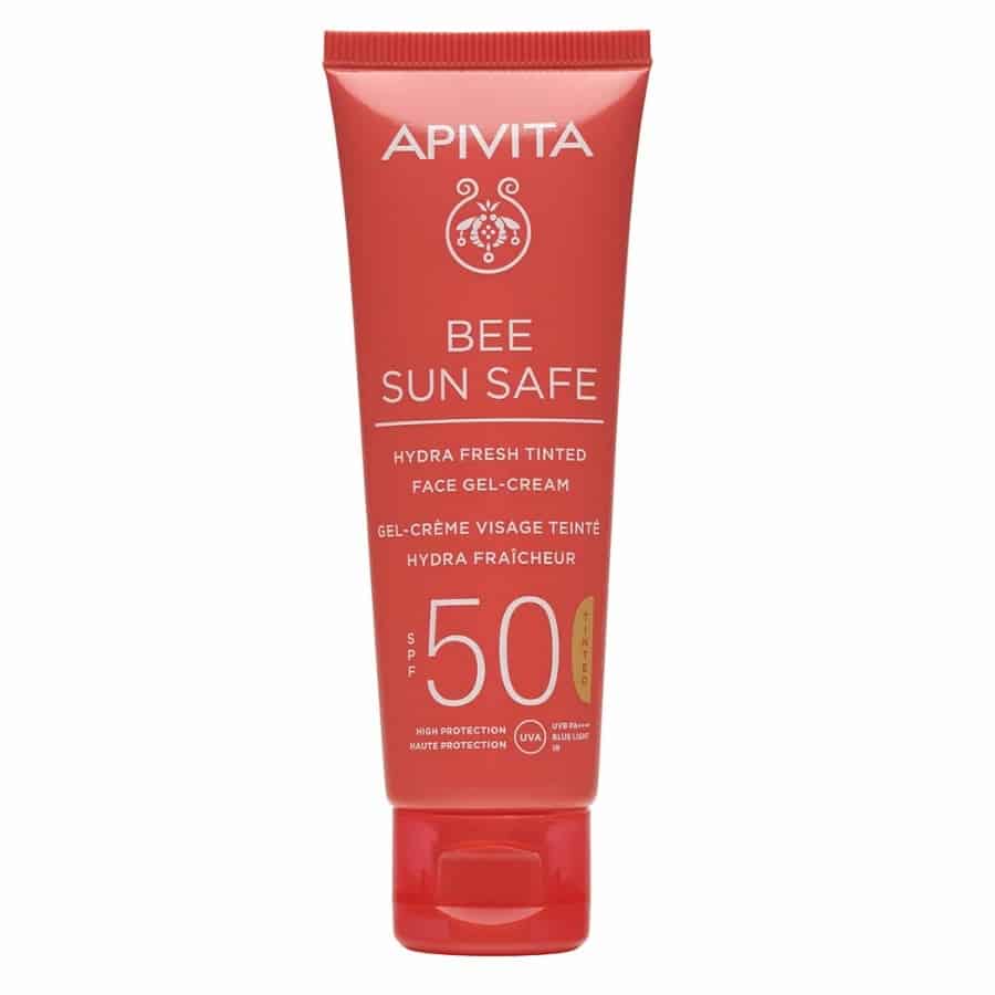 apivita bee sun safe gel cream tinted spf 50 λιπαρό δερμα με χρώμα