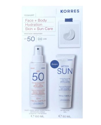 Korres Πακέτο Προσφοράς Yoghurt Sunscreen Spray Emulsion Face, Body Spf50 for Sensitive Skin 150ml & Δώρο After Sun Cooling Gel Face, Body with Real Edible Yoghurt 50ml