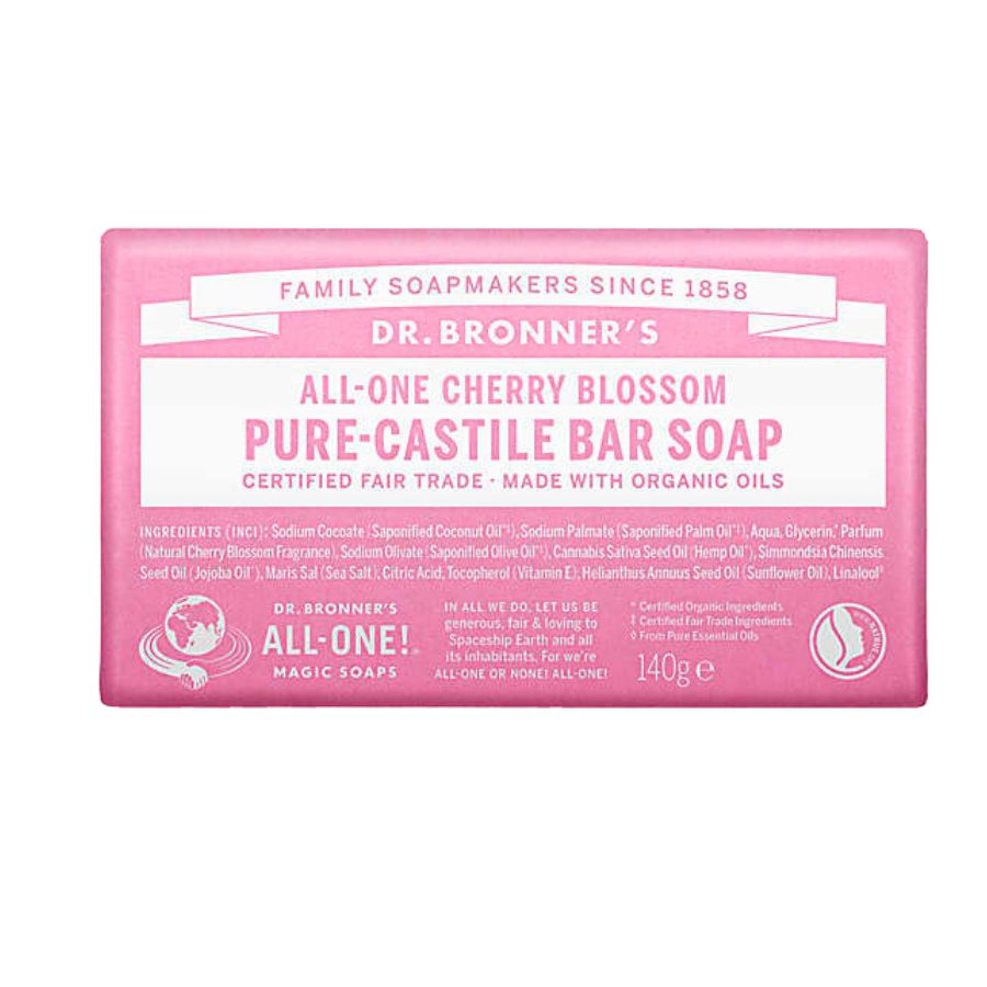 Dr Bronners Pure Castille Bar Soap Cherry Blossom