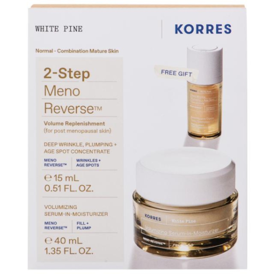 Korres Promo White Pine 2-Step Meno Reverse Λευκη Πευκη Αναπληρωση Ογκου με Volumizing Serum-in-Moisturizer Κρεμα...