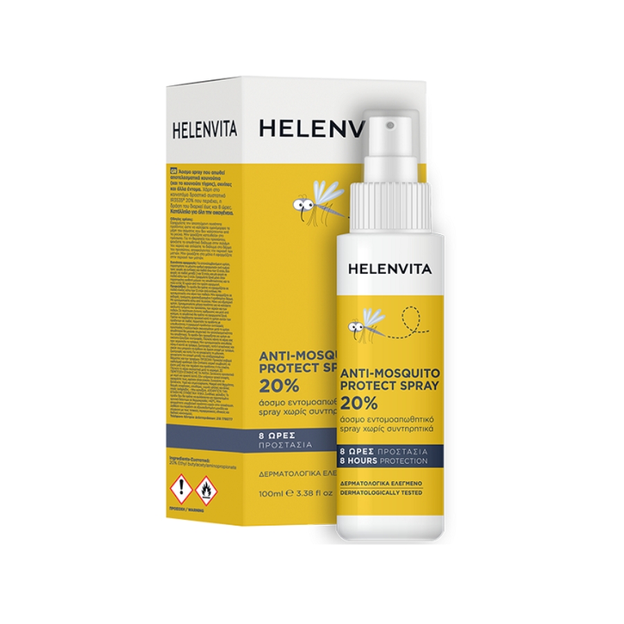 Helenvita Anti-Mosquito Protect Spray 20% Άοσμο Εντομοαπωθητικό Σπρέι 100 ml