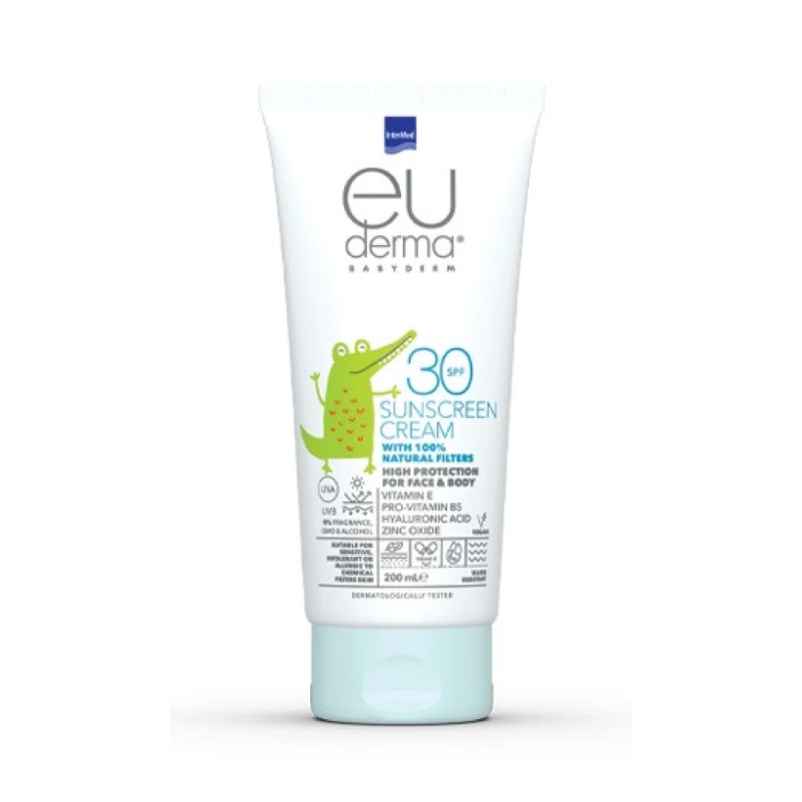 Intermed Euderma BabyDerm Sunscreen Cream Spf30 – 100% Natural Filters 200ml