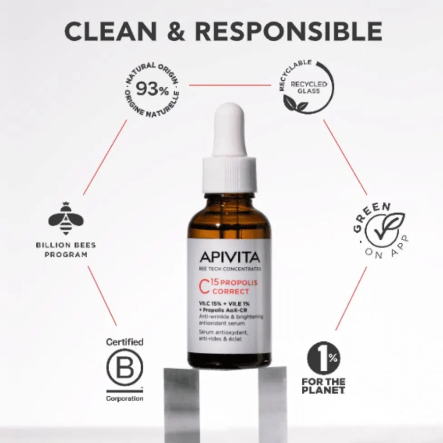 Apivita C15 Propolis Correct Vit. C 15% + Vit. E 1% + Propolis AoX-CR Serum 30 ml (1)