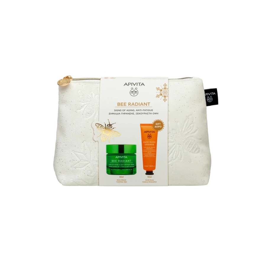 Bee Radiant Αντιγηραντική Κρέμα Πλούσιας Υφής 50ml & Δώρο Μάσκα Προσώπου Με Πορτοκάλι Για Λάμψη 50ml