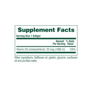 Natures Plus Vitamin D3 1000 IU, 30softgels (1)