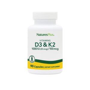 Natures Plus Vitamins D3 1000IU & K2 100mcg, 90caps