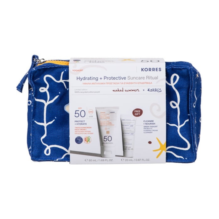 Korres Sun Promo Hydrating + Protective Yoghurt Spf50 με Χρώμα 50ml & Δώρο Greek Yoghurt Korres Cleanser  20ml