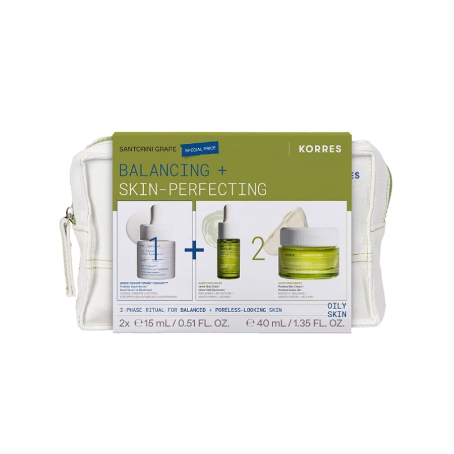 Korres Promo Santorini Grape Poreless Κρέμα-Gel Προσώπου για Μικτές & Λιπαρές Επιδερμίδες 40ml +Velvet Λάδι Προσώπου 15ml+Smart Yoghurt Super Serum 15ml